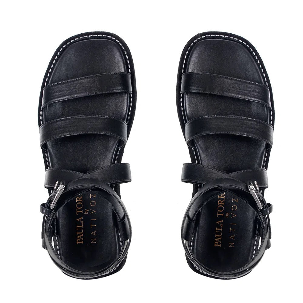 Pamplona Black Flat - Paula Torres Shoes 