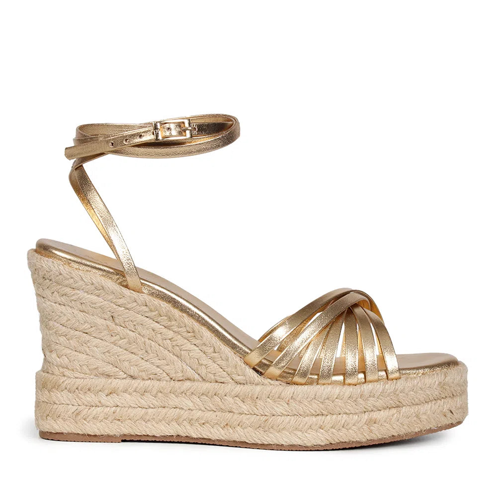Alicia Gold Wedge Sandal - Paula Torres Shoes 