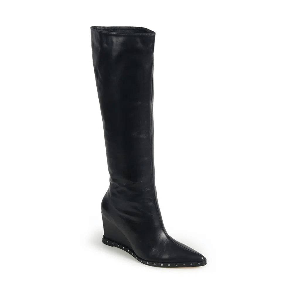 Aragon Black Wedge Boot - Paula Torres Shoes 