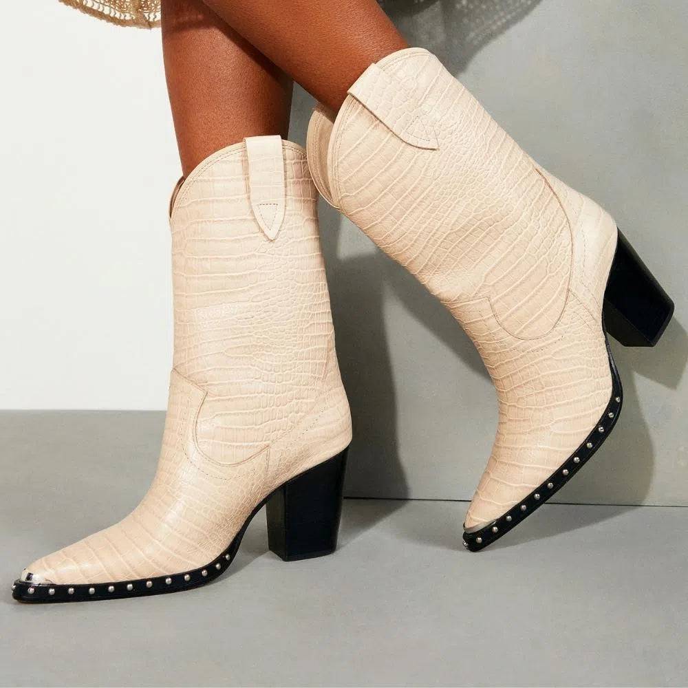 Glam Off White Boot - Paula Torres Shoes 