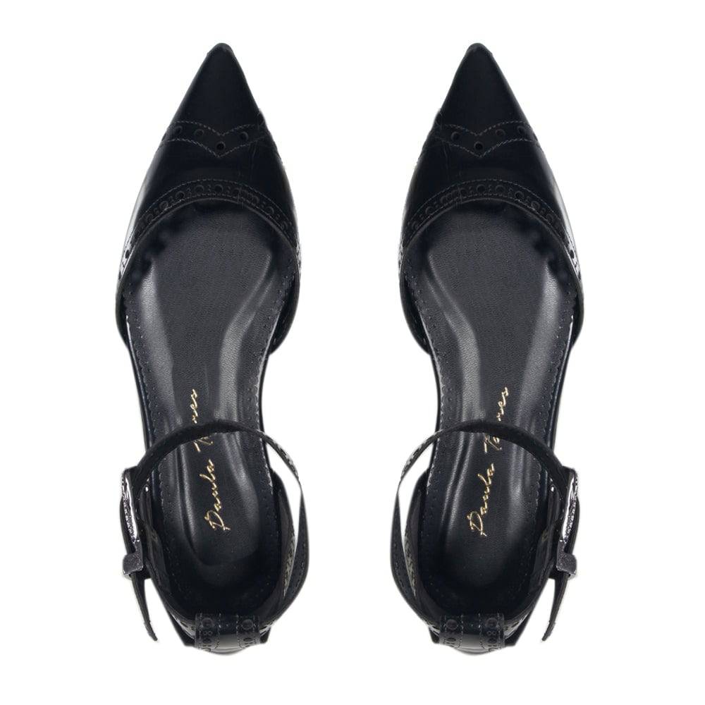 Amalfi Black Triangle Pointed Flat - Paula Torres Shoes 