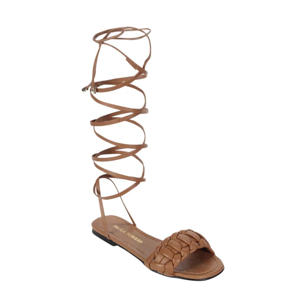 Francesca Camel Lace Up Sandal - Paula Torres Shoes 