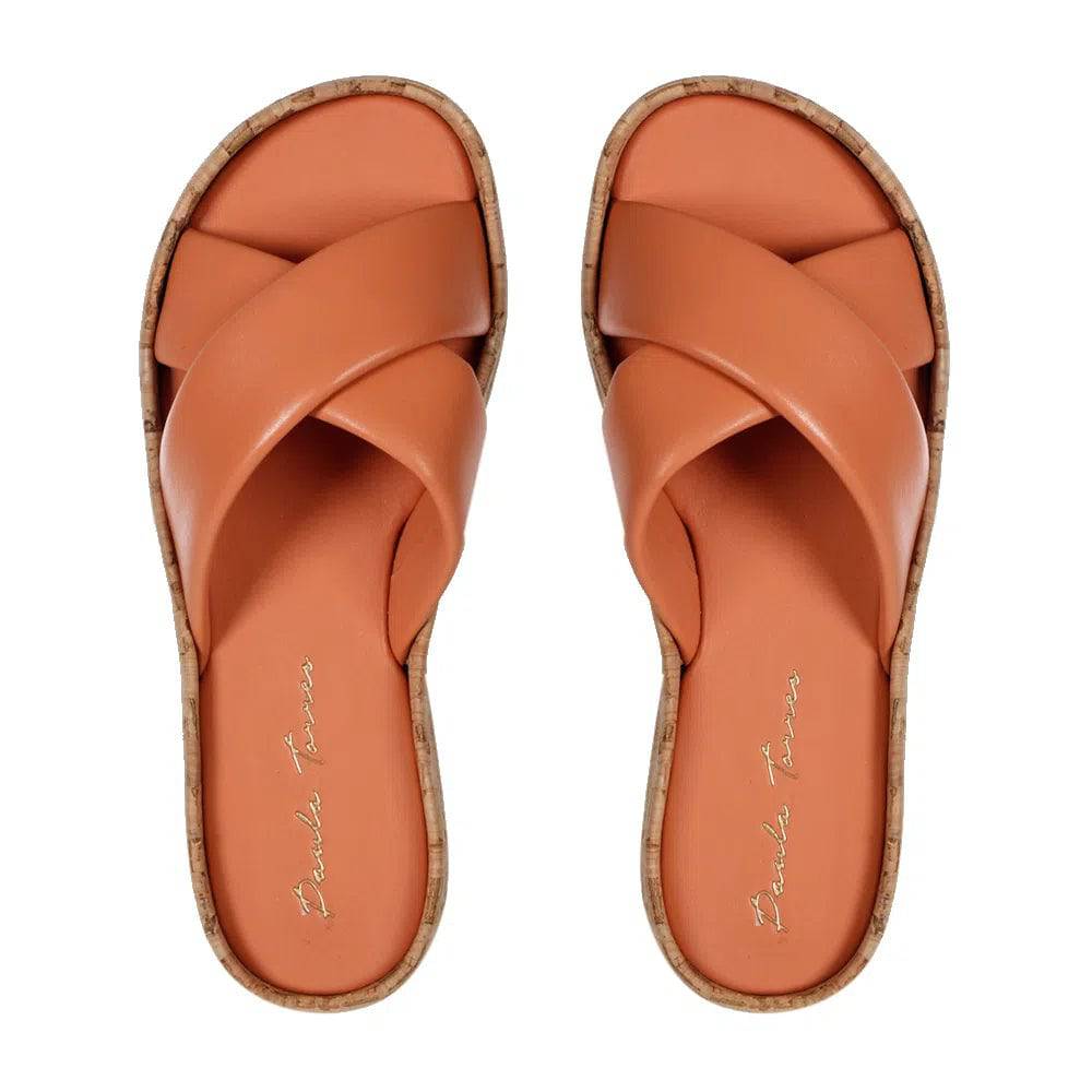 Lia Orange Cork Flat - Paula Torres Shoes 