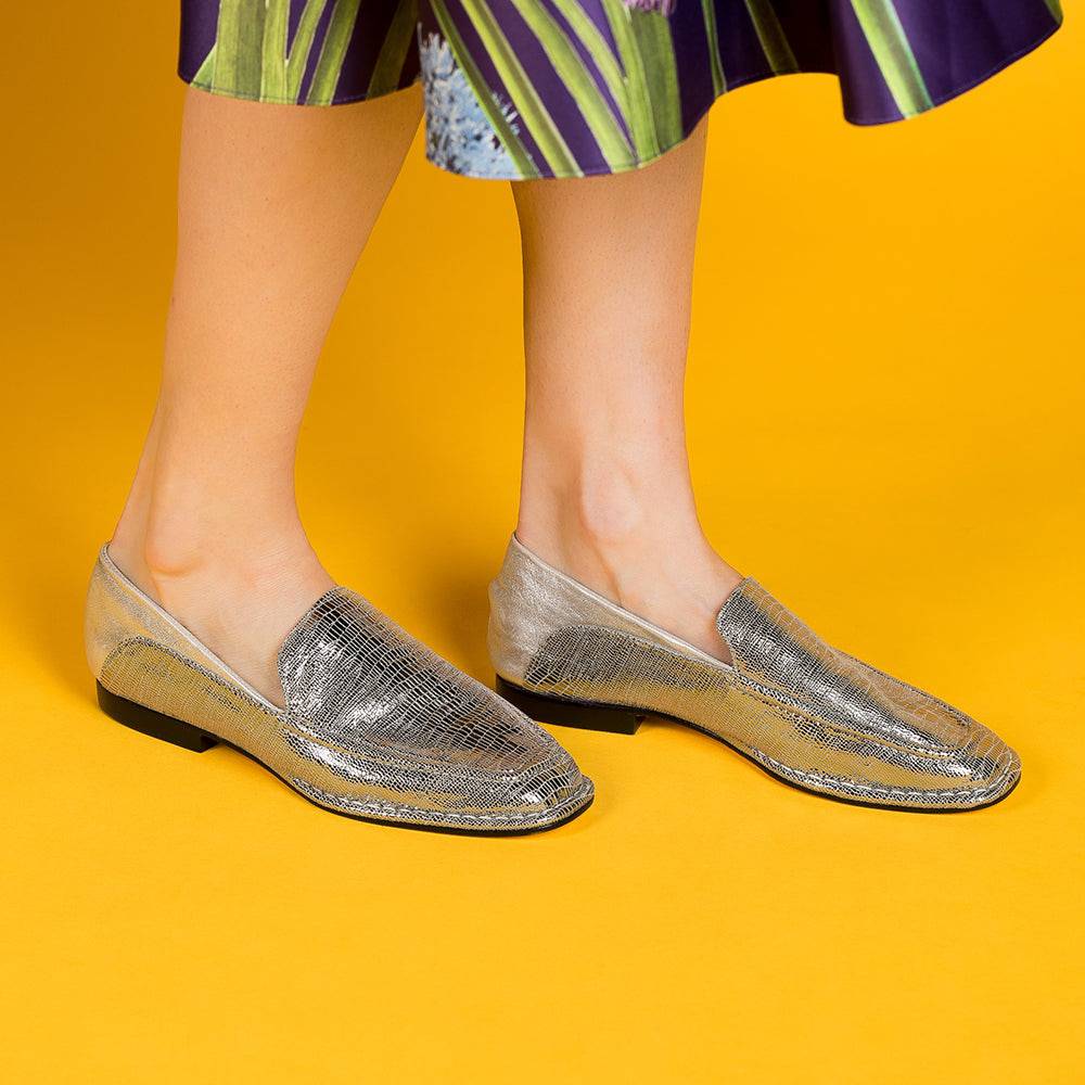 Madrid Silver Loafer - Paula Torres Shoes 