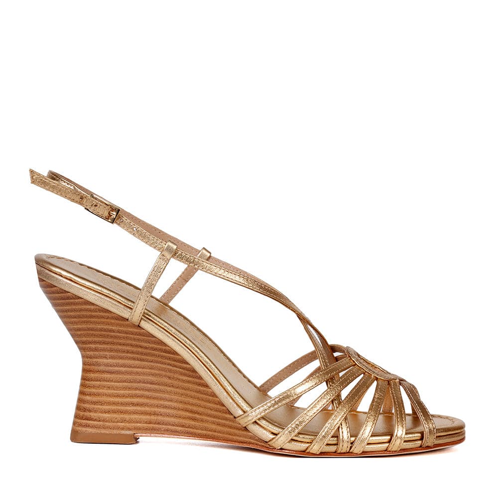 Hanna Gold Wedge Sandal - Paula Torres Shoes 