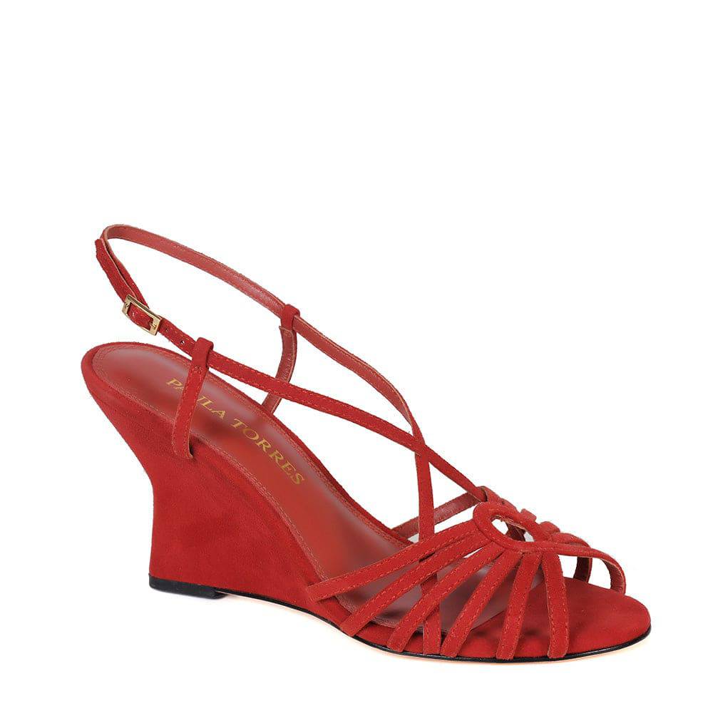 Hanna Red Wedge Sandal - Paula Torres Shoes 